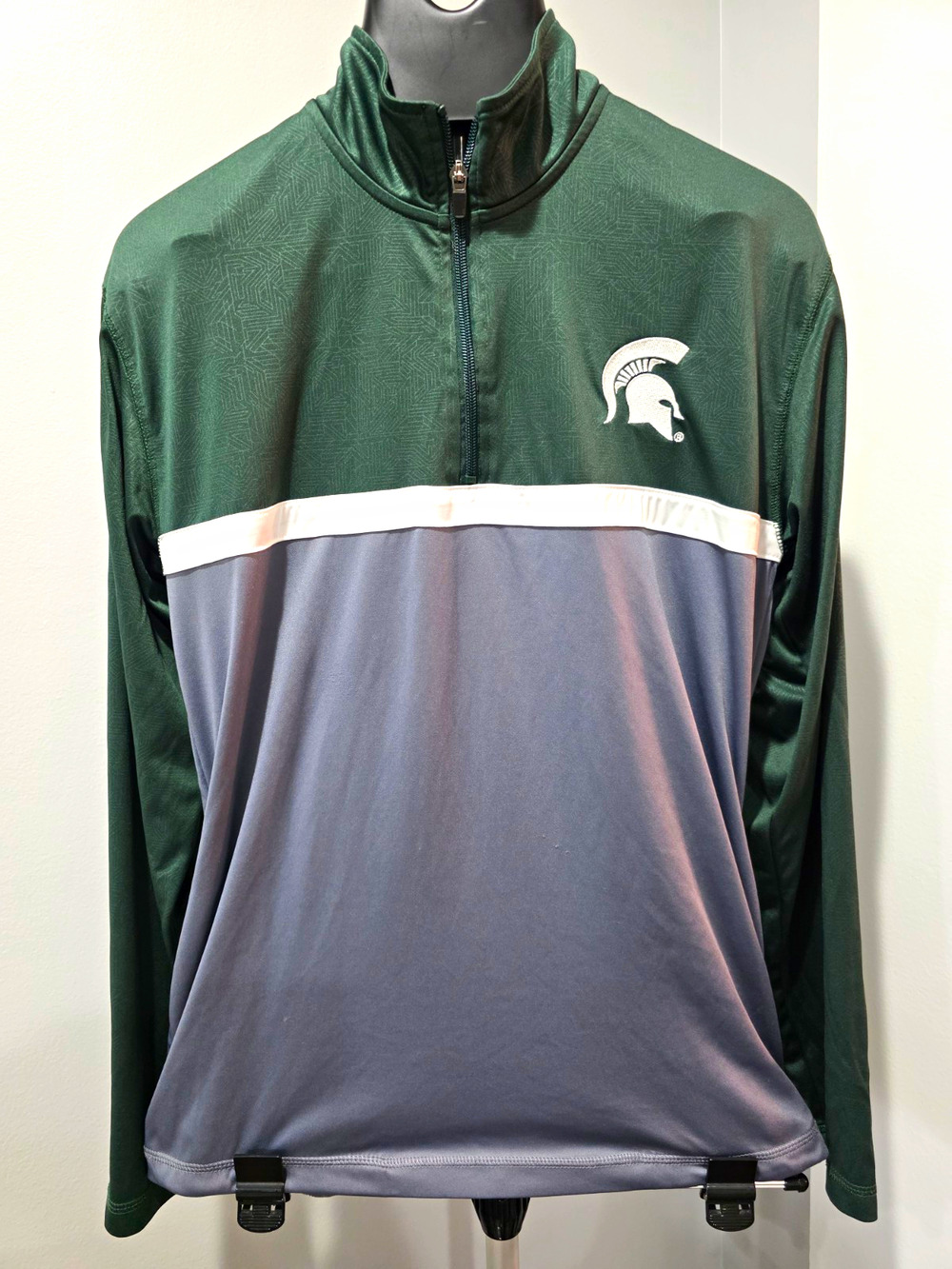 ProEdge Michigan State Spartans Men's Quarter-Zip Jacket Size M Green Gray White